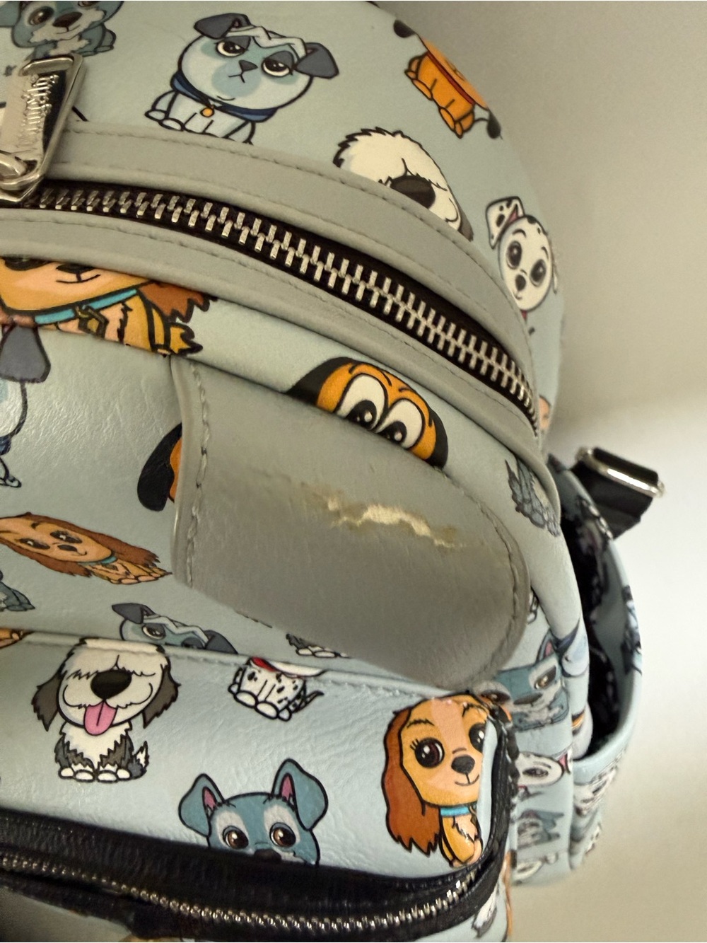 Disney Parks Loungefly Light Blue/Gray Puppy Print Mini Backpack - Picture 6 of 6
